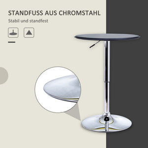 Bartisch höhenverstellbar Vintage Kunstleder schwarz silber
