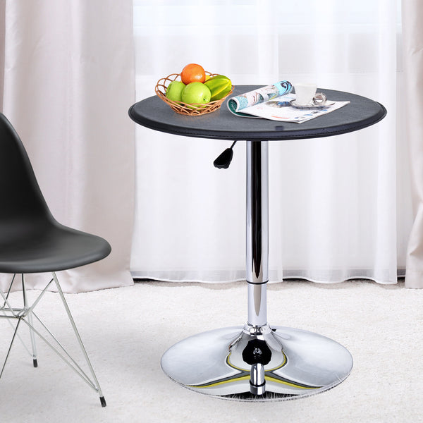 Bartisch höhenverstellbar Vintage Kunstleder schwarz silber