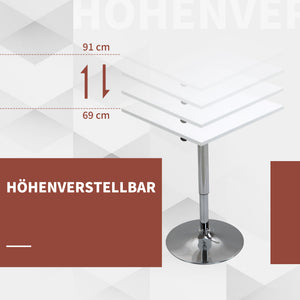 Bartisch höhenverstellbar drehbar stabil Metall weiss