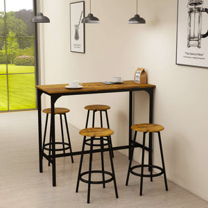 Bartisch Set mit 4 Barhockern Industriedesign schwarz braun