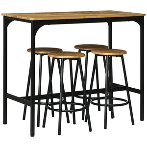 Bartisch Set mit 4 Barhockern Industriedesign schwarz braun