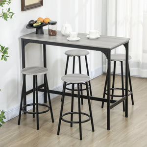 Bartisch Set mit 4 Hockern im Industrie Design rustikal kompakt