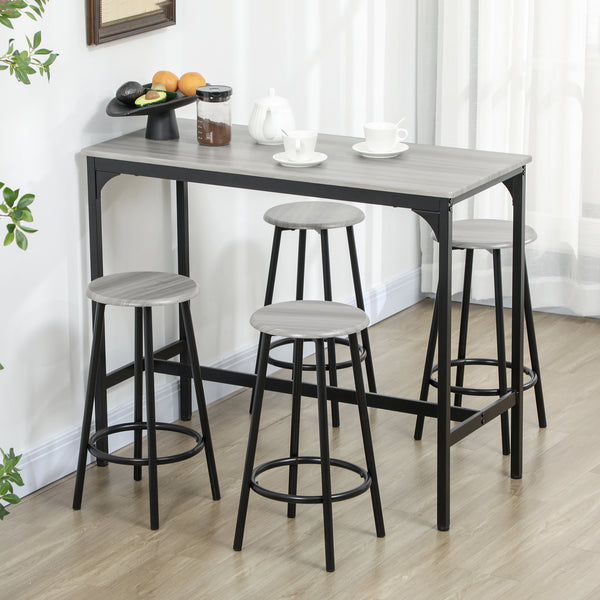 Bartisch Set mit 4 Hockern im Industrie Design rustikal kompakt