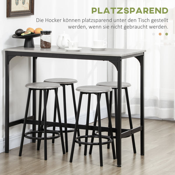 Bartisch Set mit 4 Hockern im Industrie Design rustikal kompakt