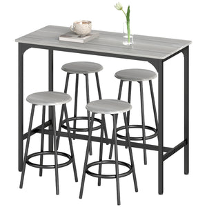 Bartisch Set mit 4 Hockern im Industrie Design rustikal kompakt