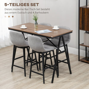 Bartisch Set mit Barhockern im Industrie Design hellgrau