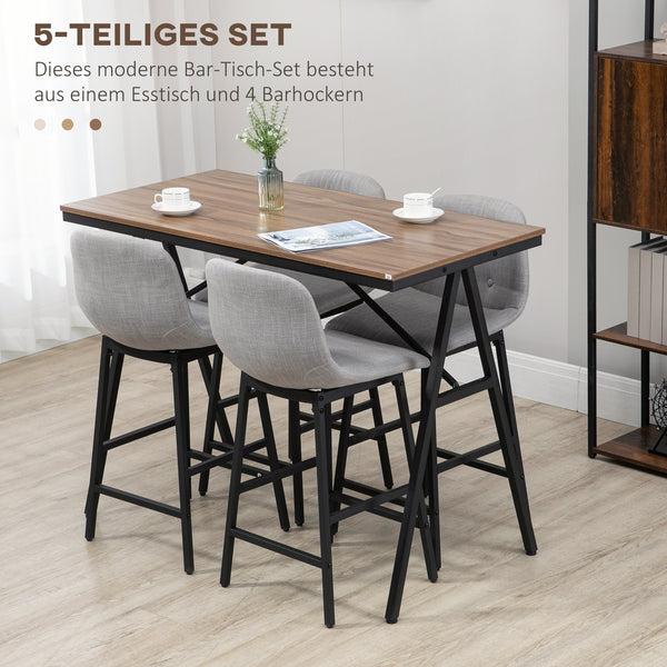 Bartisch Set mit Barhockern im Industrie Design hellgrau