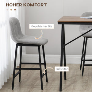 Bartisch Set mit Barhockern im Industrie Design hellgrau