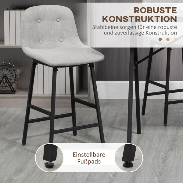 Bartisch Set mit Barhockern im Industrie Design hellgrau