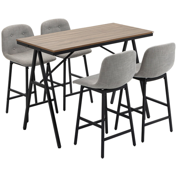 Bartisch Set mit Barhockern im Industrie Design hellgrau