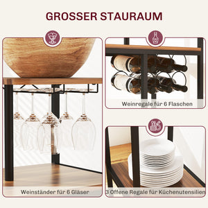 Bartisch Set mit Barhockern und Weinregal 3-teilig mit Stauraum