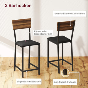 Bartisch Set mit Barhockern und Weinregal 3-teilig mit Stauraum