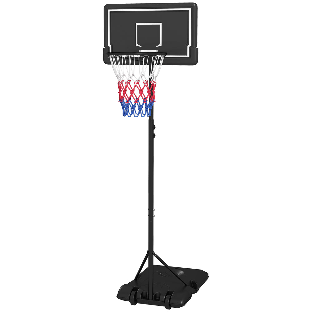 Canestro da basket regolabile in altezza con ruote, 220-250 cm, nero