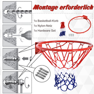 Basketballkorb mit Netz Stahl & Nylon 46cm