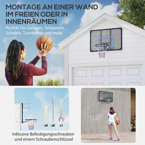 Basketballkorb Wandmontage für Garten & Spielplatz Blau
