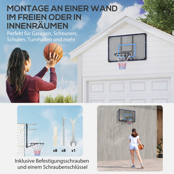 Basketballkorb Wandmontage für Garten & Spielplatz Blau
