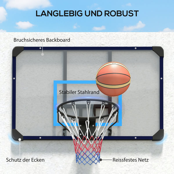 Basketballkorb Wandmontage für Garten & Spielplatz Blau
