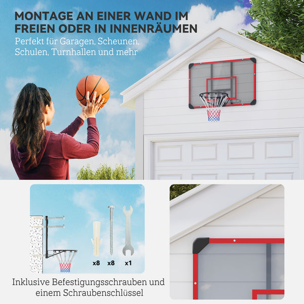 Basketballkorb Wandmontage Outdoor Stahl Rot