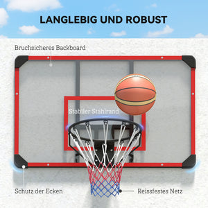 Basketballkorb Wandmontage Outdoor Stahl Rot