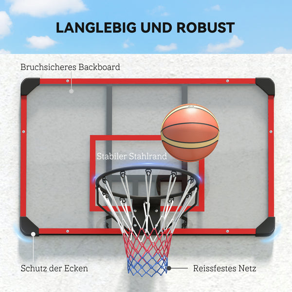Basketballkorb Wandmontage Outdoor Stahl Rot