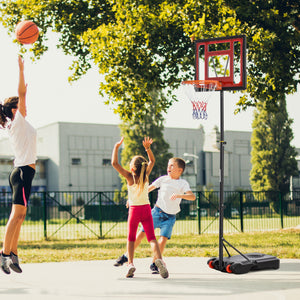 Basketballständer Outdoor höhenverstellbar 160-210cm mit Rollen 83x59cm