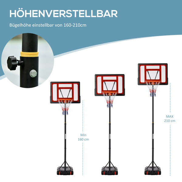 Basketballständer Outdoor höhenverstellbar 160-210cm mit Rollen 83x59cm