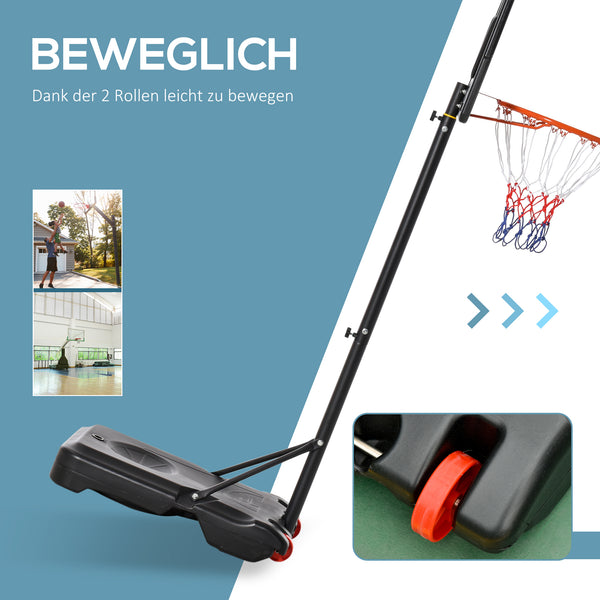 Basketballständer Outdoor höhenverstellbar 160-210cm mit Rollen 83x59cm