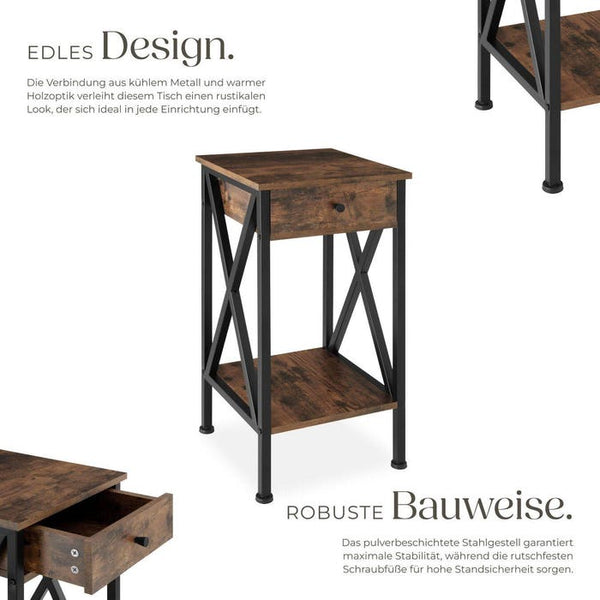 Beistelltisch Dayton Industrial Holz dunkel, rustikal