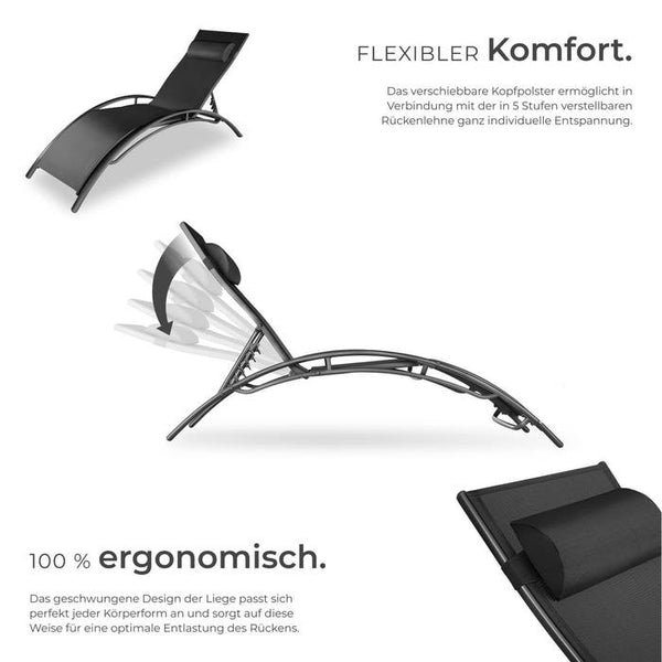 2 Gartenliegen aus Aluminium, schwarz