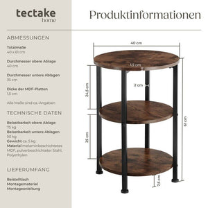 Beistelltisch Colchester Industrial Holz dunkel, rustikal
