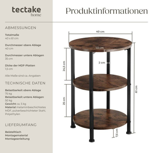 Beistelltisch Colchester Industrial Holz dunkel, rustikal
