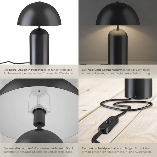 Retro-Tischlampe Altea schwarz