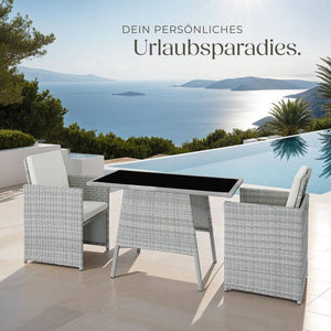 Rattan Sitzgruppe Lausanne hellgrau