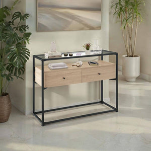 Konsolentisch Reading Industrial Holz hell, Eiche Sonoma