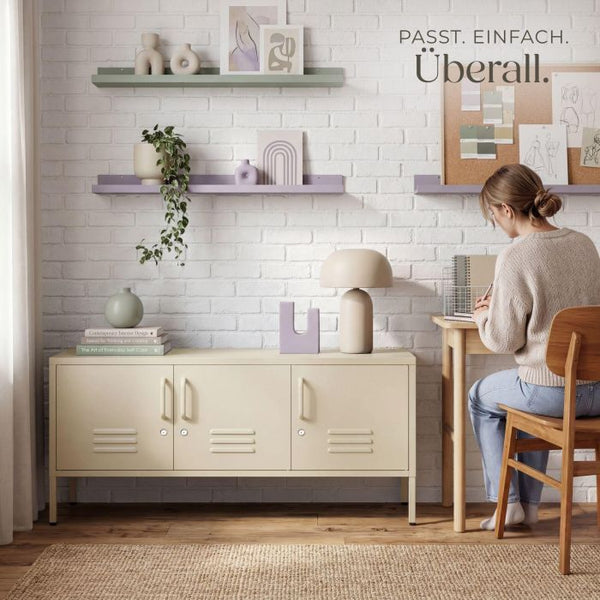 Sideboard Baker Metall abschliessbar beige 120 x 37,5 x 55,5 cm