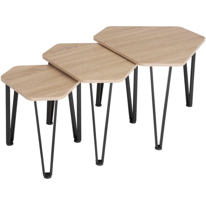 Beistelltisch-Set Torquay Industrial Holz hell, Eiche Sonoma