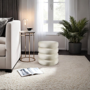 Sitzhocker Altu Samtoptik creme-weiss