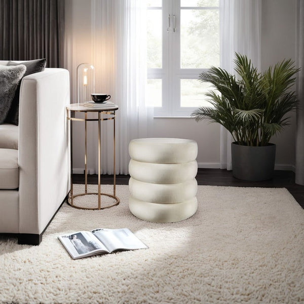 Sitzhocker Altu Samtoptik creme-weiss
