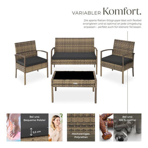 Rattan Sitzgruppe Sparta 3+1 natur