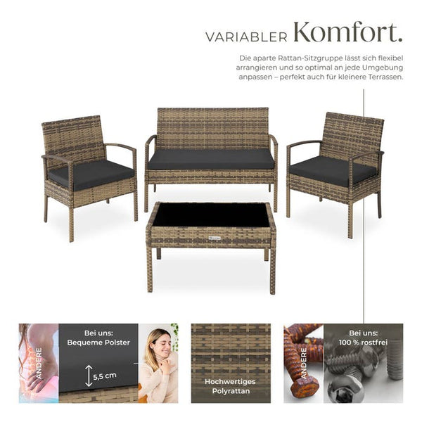 Rattan Sitzgruppe Sparta 3+1 natur
