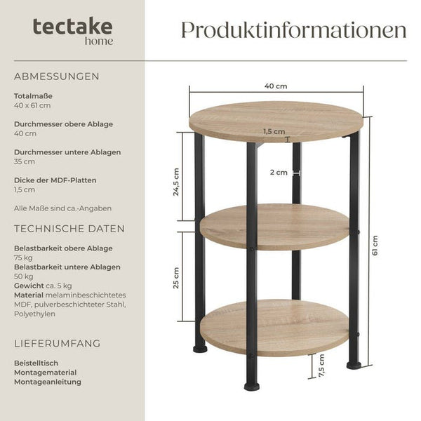 Beistelltisch Colchester Industrial Holz hell, Eiche Sonoma