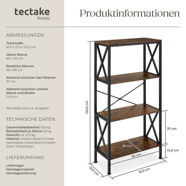 Regal Barry Industrial Holz dunkel, rustikal