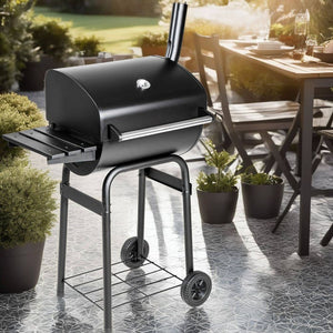 Holzkohlegrill mit Deckel und Thermometer