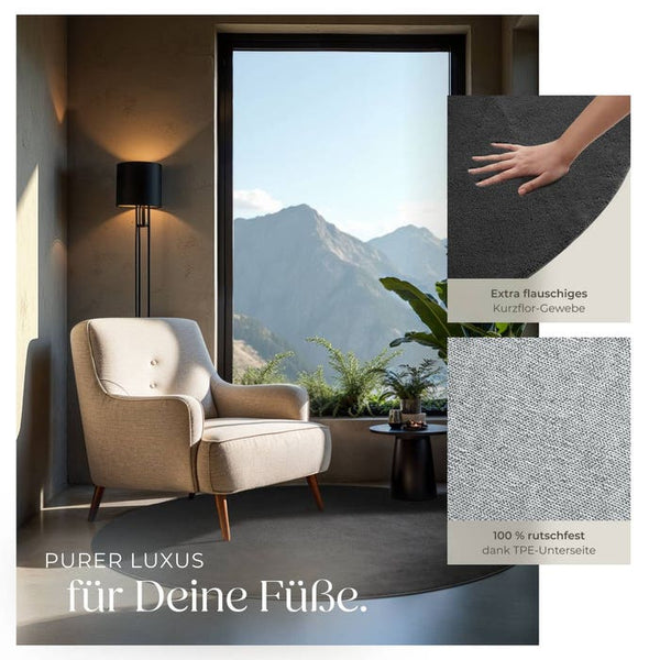 Tapis à poils courts Soft Zone anthracite Ø 120 cm 
