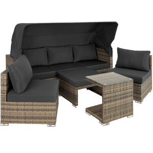 Rattan Lounge mit Aluminiumgestell San Marino natur