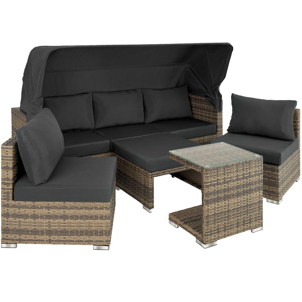 Rattan Lounge mit Aluminiumgestell San Marino natur