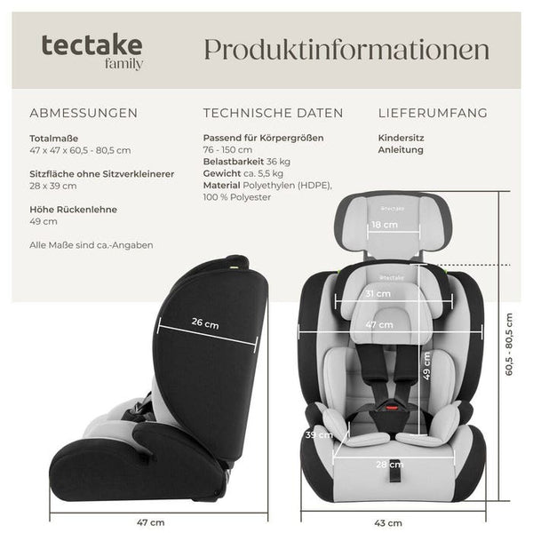 Autositz Sophie hellgrau/schwarz