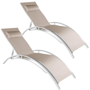 2x Gartenliegen, 5-stufig, beige