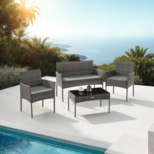 Rattan Gartenset Palese grau