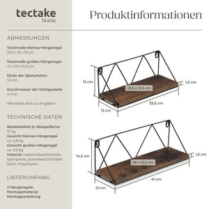 2 Rockport Industrial hanging shelves, dark brown